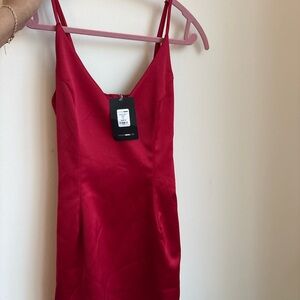 Fashion Nova Red Satin Mini Dress
